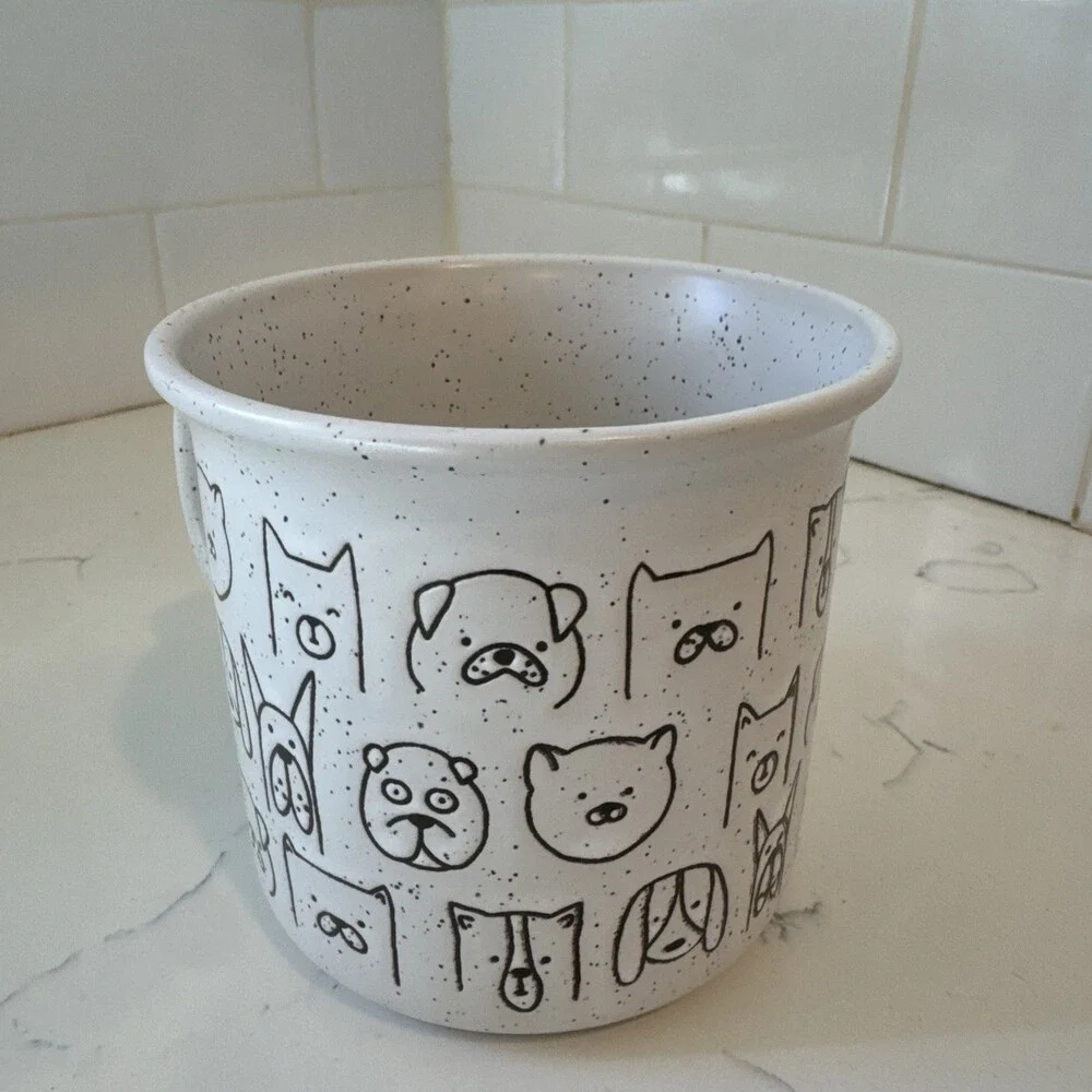 Winifred & Lily MUG Ceramic Stoneware DOG FACES Tan Speckle Oversize Coffee - Picture 5 of 9
